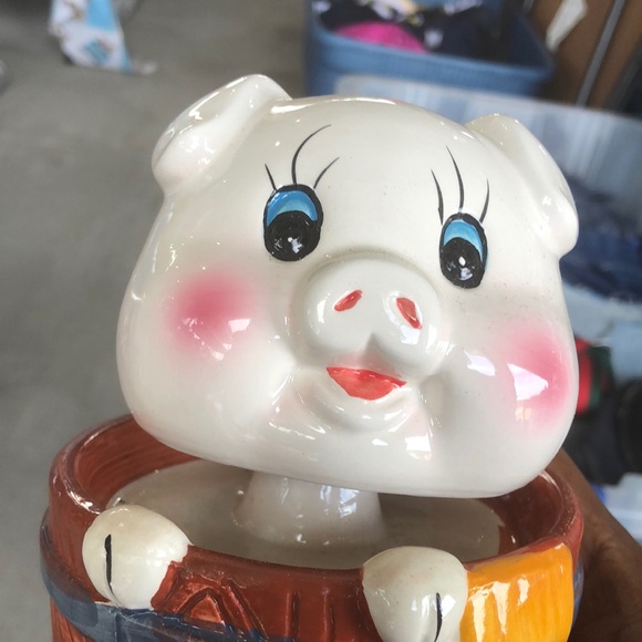 Other - Charming Ceramic Piggy Bank with Orange Accents